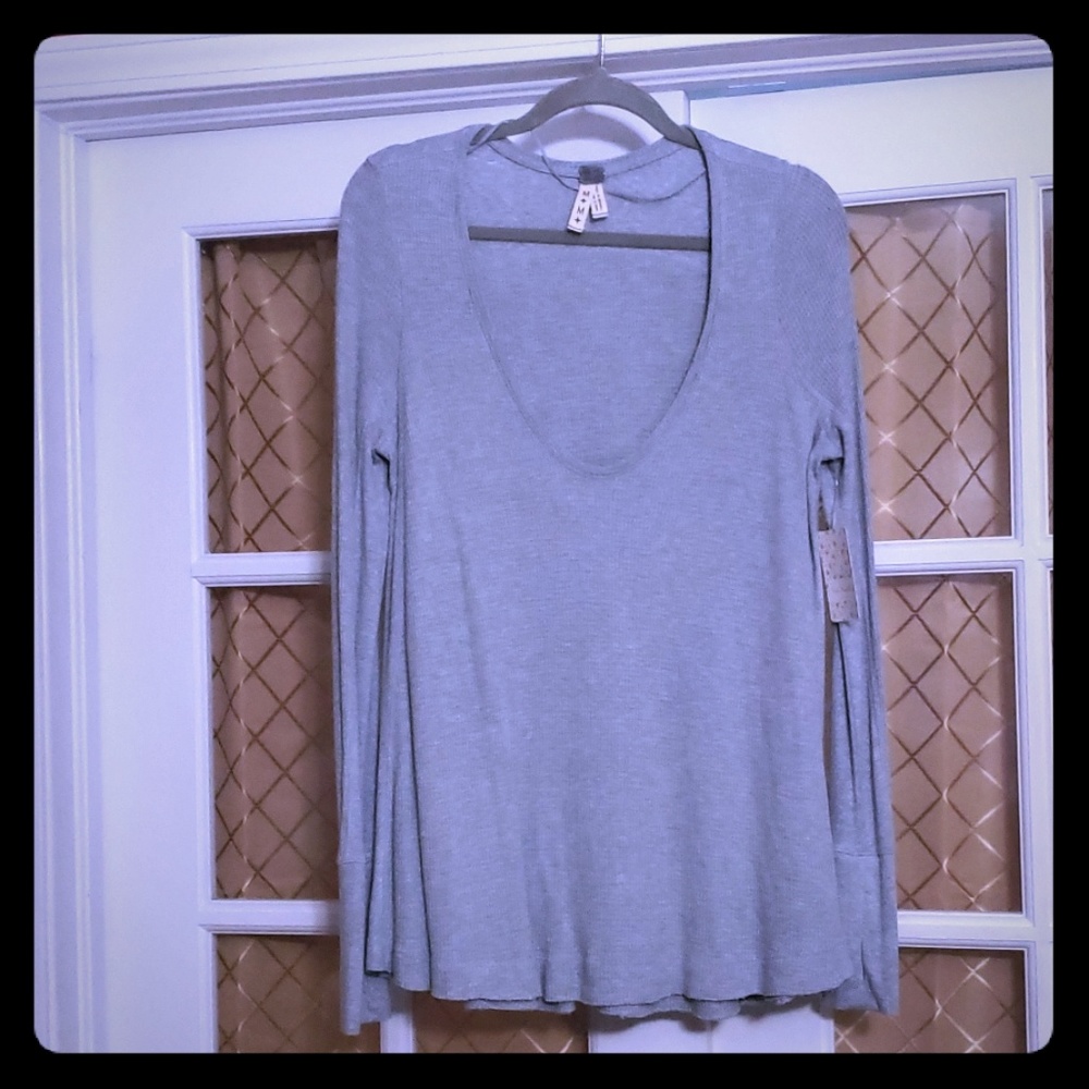 Free People long sleeve grey flannel